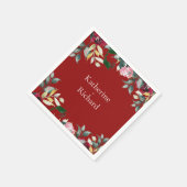 Waterverf Roos Rode Bloemen Trouwcocktail Servet (Hoek)