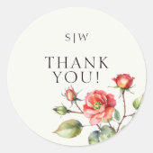 Waterverf Roos Ronde Sticker (Voorkant)