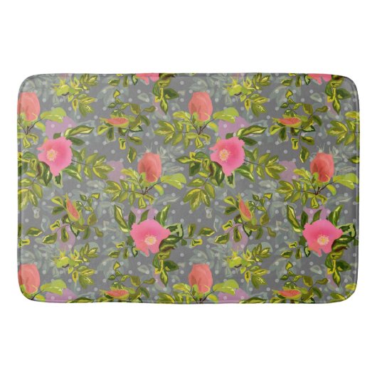 Waterverf roos roze bloemen botanische bloemretje badmat (Voorkant)