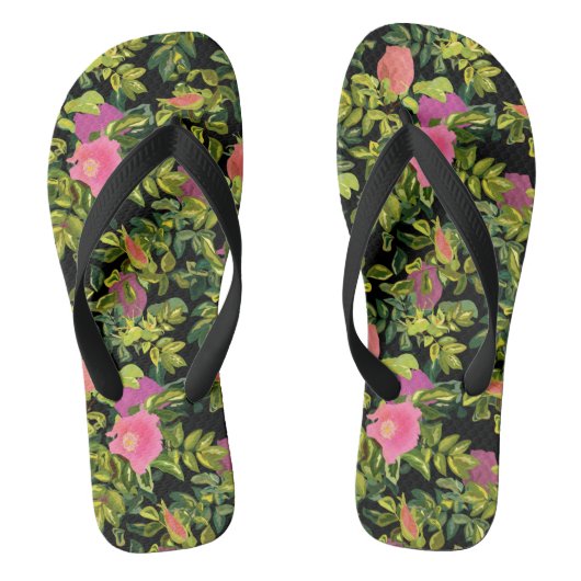 Waterverf roos roze bloemen botanische bloemretje teenslippers (Voetbed)