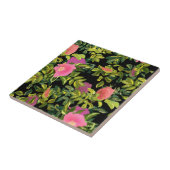 Waterverf roos roze bloemen botanische bloemretje tegeltje (Zijkant)