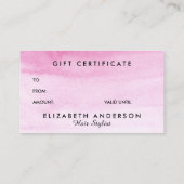 Waterverf roos roze cadeau visitekaartjes (Achterkant)