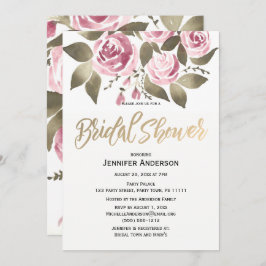 Waterverf Roos Roze Groen Vrijgezellenfeest Kaart