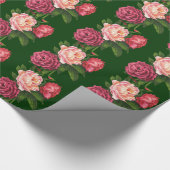 Waterverf Roos & Roze pioenroos bloemen Cadeaupapier (Hoek)