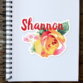 Waterverf Roos Rozen Vlaanderen Floral Aangepaste  Sticker