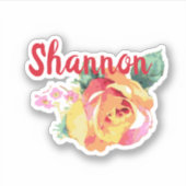 Waterverf Roos Rozen Vlaanderen Floral Aangepaste  Sticker (Voorkant)