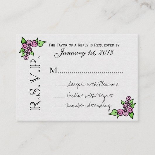 Waterverf Roos RSVP-kaarten (pk 100) Informatiekaartje (Voorkant)