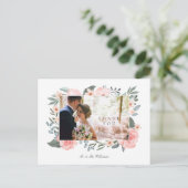 Waterverf Roos & Sage Greenery Wedding Dank u Briefkaart (Staand voorkant)