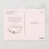 Waterverf Roos & Sage Greenery Wedding Dank u Briefkaart (Achterkant)