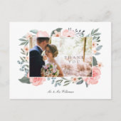 Waterverf Roos & Sage Greenery Wedding Dank u Briefkaart (Voorkant)