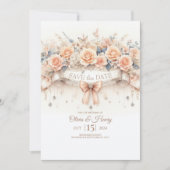 Waterverf Roos Save the Date Wedding Invitation Kaart (Voorkant)