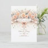 Waterverf Roos Save the Date Wedding Invitation Kaart (Staand voorkant)