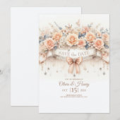 Waterverf Roos Save the Date Wedding Invitation Kaart (Voorkant / Achterkant)