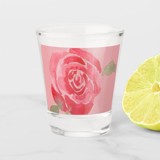 Waterverf Roos Shot Glas (Voorkant)