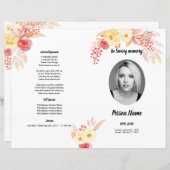 WATERVERF ROOS | Sjabloon van het begrafenisprogra (Voorkant / Achterkant)