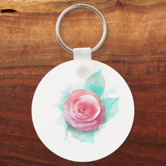 Waterverf Roos Sleutelhanger (Voorkant)
