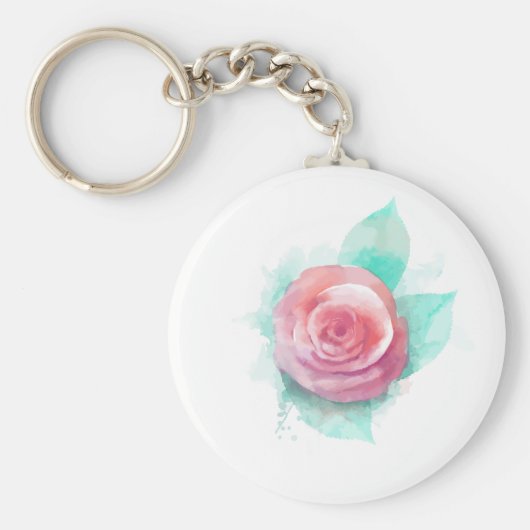 Waterverf Roos Sleutelhanger (Voorkant)