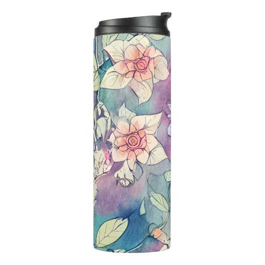 Waterverf roos thermosbeker (Gedraaid links)