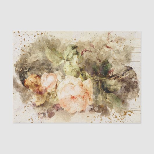 Waterverf Roos Tissuepapier (Voorkant)