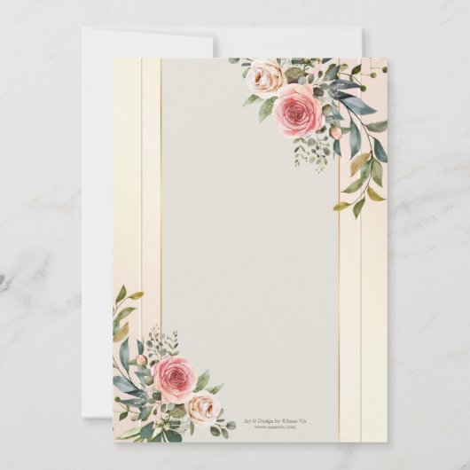 Waterverf Roos Tuin Verloving Kaart (Achterkant)