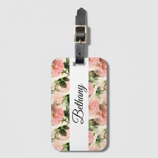 Waterverf  Roos ventilatormonogram Bagagelabel (Voorkant (verticaal))