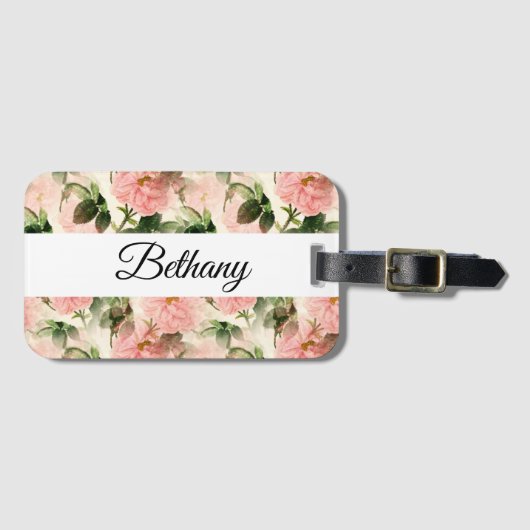 Waterverf  Roos ventilatormonogram Bagagelabel (Voorkant (horizontaal))