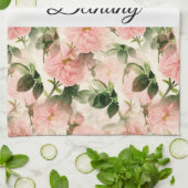 Waterverf  Roos ventilatormonogram Theedoek (Gevouwen)