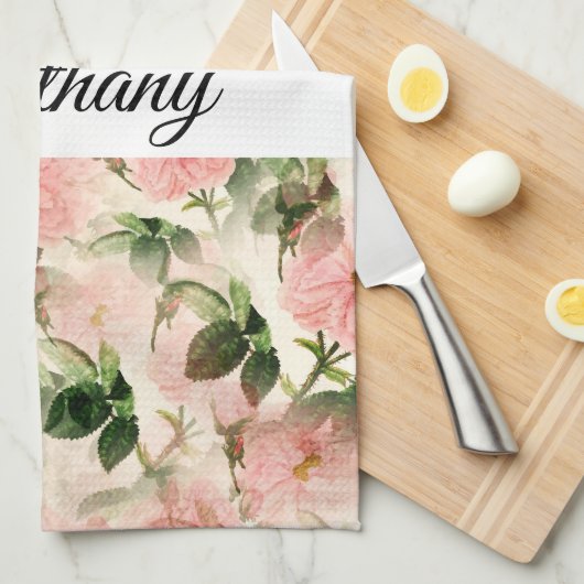 Waterverf  Roos ventilatormonogram Theedoek (Quarter Fold)