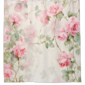 Waterverf Roos Vine Elegantie Douchegordijn (Voorkant)