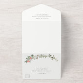 Waterverf Roos Vines Bird Garden Elegante bruiloft All In One Uitnodiging (Buitenkant)