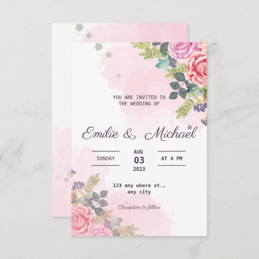 Waterverf roos Weddenschap over begroting Informatiekaartje (Voorkant / Achterkant)