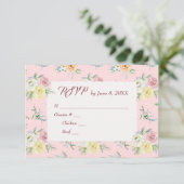 Waterverf Roos Wedding RSVP Kaartje (Staand voorkant)