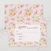 Waterverf Roos Wedding RSVP Kaartje (Voorkant / Achterkant)
