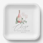 Waterverf Roos Wijn Botanische kaas tot liefde Papieren Bordje (Voorkant)