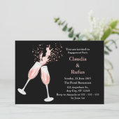 Waterverf Roos Wine Engagement Party Kaart (Staand voorkant)