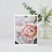 Waterverf Roos Zacht Realisme Dank u Bedankkaart (Staand voorkant)
