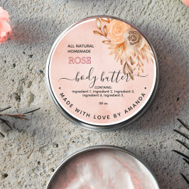Waterverf Roos Zelfgemaakte Body Butter Label