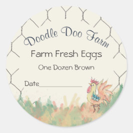 Waterverf Rooster Aangepast Boerderij Verse Sticke Ronde Sticker