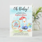 Waterverf Rooster Baby shower Boerderij Invitation Kaart (Staand voorkant)