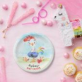 Waterverf Rooster Baby shower Boerderij Papieren Bordje (Feest)