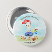 Waterverf Rooster Baby shower Boerderij Ronde Button 7,6 Cm (Voorkant /achterkant)