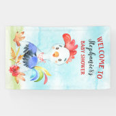 Waterverf Rooster Baby shower Boerderij Spandoek (Horizontaal)