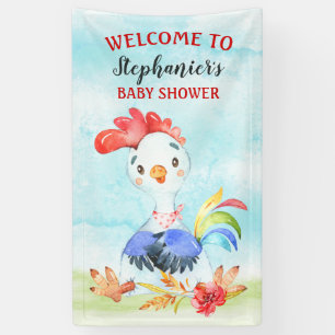 Waterverf Rooster Baby shower Boerderij Spandoek