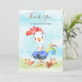 Waterverf Rooster Boerderij Bedankkaart (Staand voorkant)
