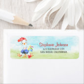 Waterverf Rooster Boerderij Etiket (Insitu)