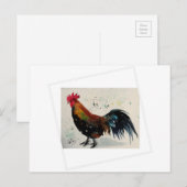 Waterverf Rooster Briefkaart (Voorkant / Achterkant)