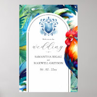 Waterverf Rooster Bruiloft Welkomstborden