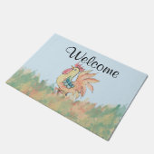 Waterverf Rooster Doormat Deurmat (Schuin)