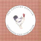 Waterverf Rooster Farmhouse Land Gingham Sticker (Voorkant)