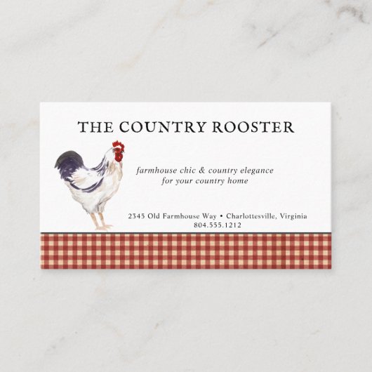Waterverf Rooster Farmhouse Land Visitekaartje (Voorkant)